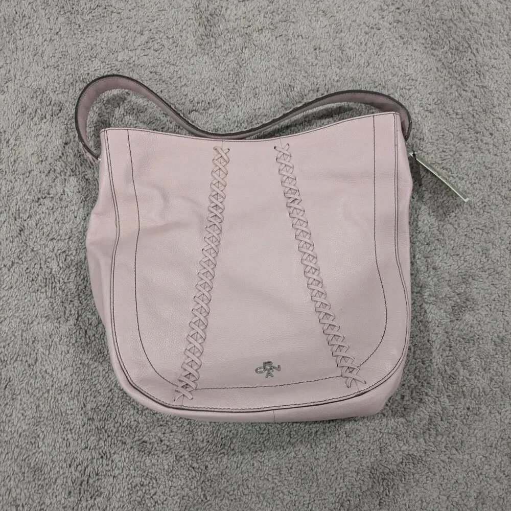 orYANY LEATHER HOBO BAG LIGHT PINK BRAIDED ACCENT‎ SHOULDER PURSE